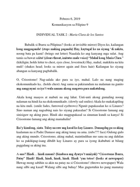 Monologue Script: Maria Clara de Los Santos .